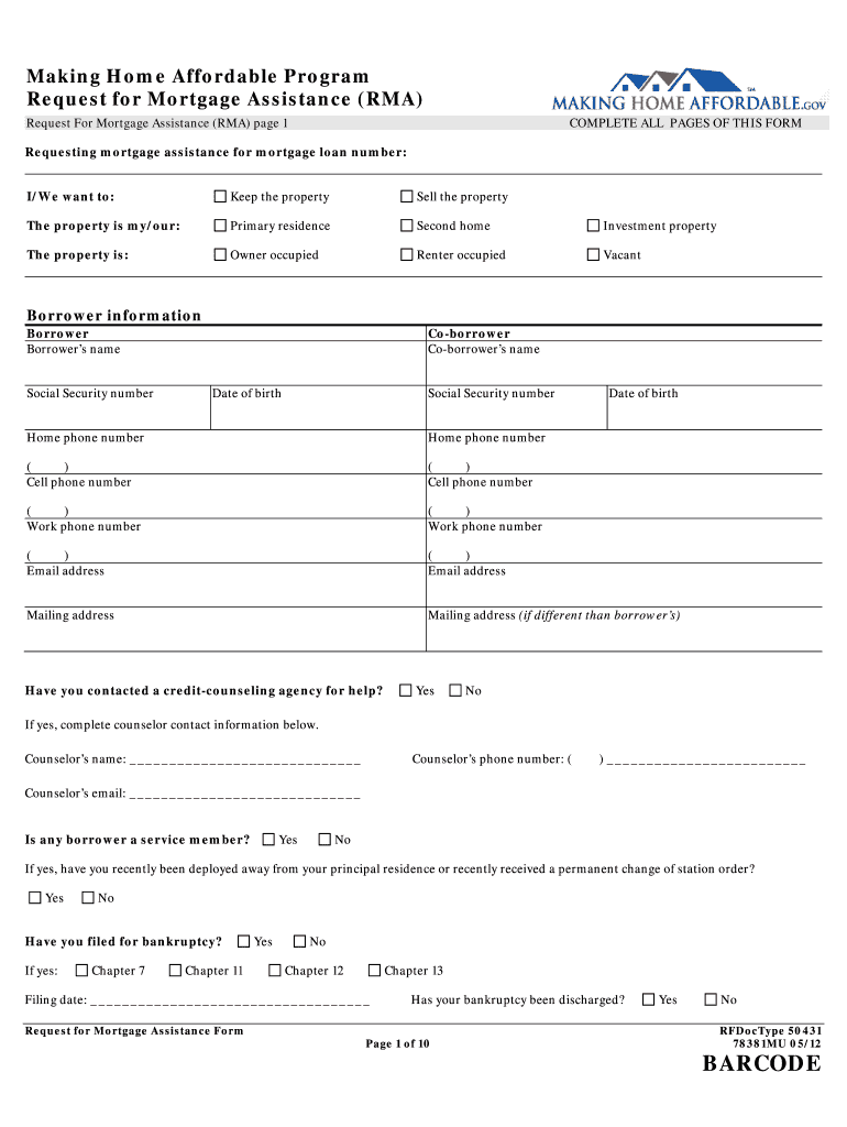 mortgage assistance form Preview on Page 1