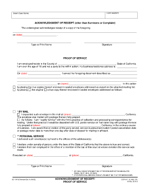 Acknowledgment of Receipt and Proof of Service