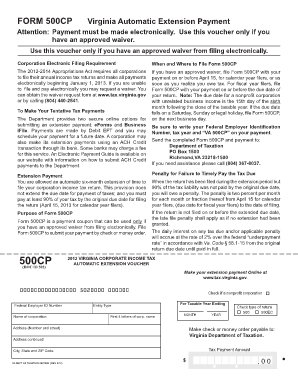 Virginia Form 500CP Automatic Extension Payment