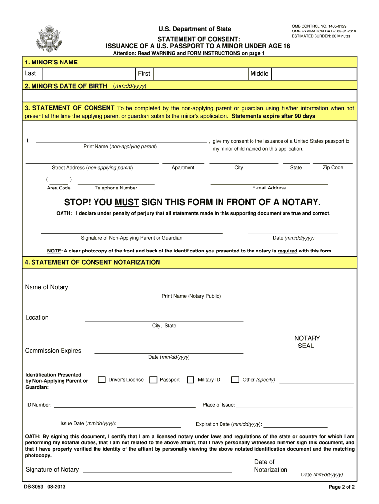 2013 Form DS 3053Fill Online Printable Fillable Blank PdfFiller