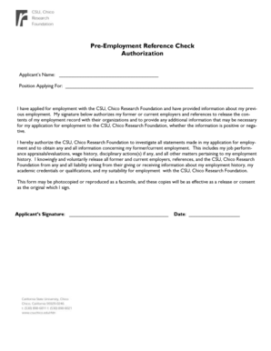 Pre-Employment Reference Check Authorization