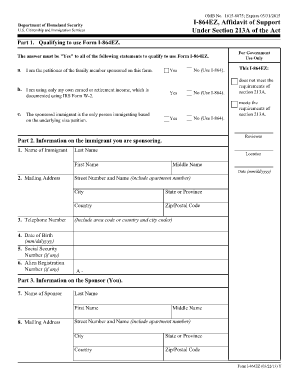 I-864EZ, Affidavit of Support Under Section 213A of the Act - USCIS - uscis