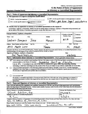 G-28 Notice of Entry of Appearance