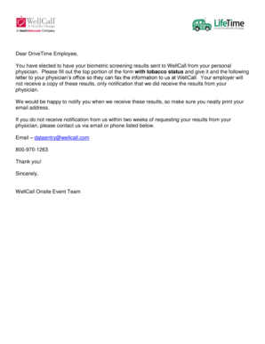 DriveTime Wellness Biometric Screening Form