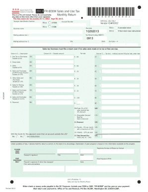 District of Columbia 2013 Sales and Use Tax Monthly Return