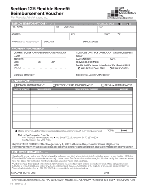 Section 125 Flexible Benefit Reimbursement Voucher