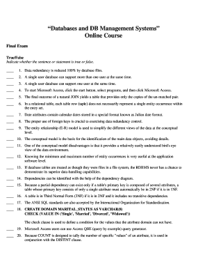 Databases and DB Management Systems Final Exam