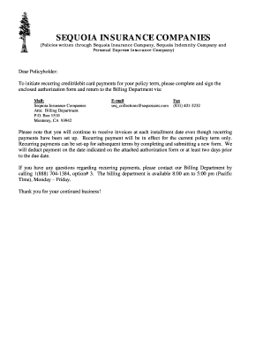 Recurring Credit Card Payment Authorization Form