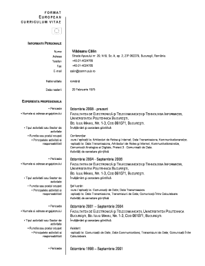 European Curriculum Vitae Form
