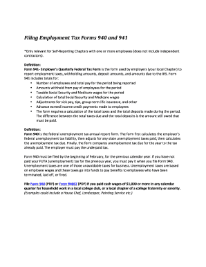 IRS Form 940 and 941