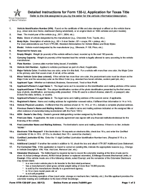Texas Vehicle Title Application Form 130-U