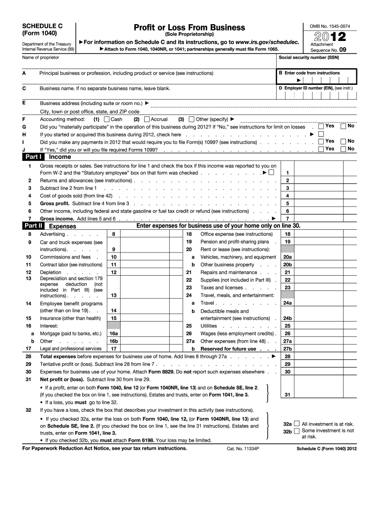 schedule c tax form 2022 Preview on Page 1