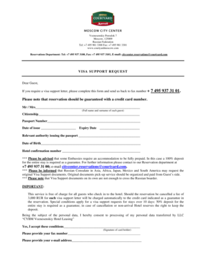 Visa Support Request Form