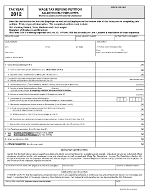 Philadelphia Wage Tax Refund Petition