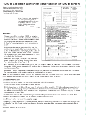 Printables 1099-r Worksheet fillable online 1099 r exclusion worksheet lower section of fill online