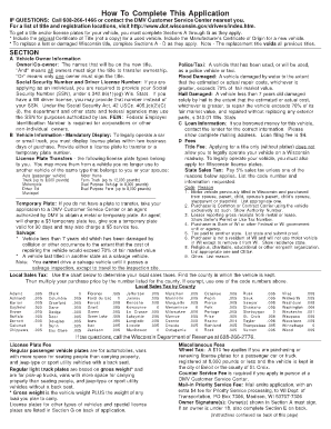 Wisconsin Title and License Plate Application
