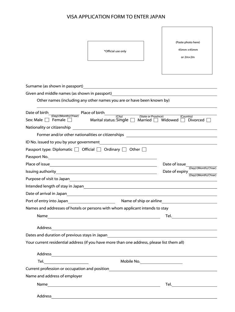 Japan Visa Application Form 2024 Fill Out Sign Online DocHub