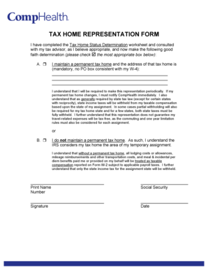 Tax Home Representation Form