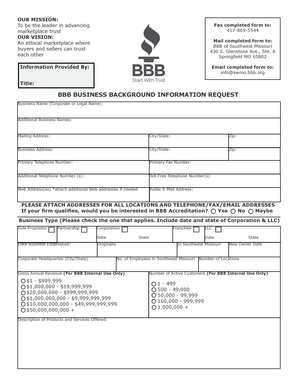 BBB Business Background Information Request