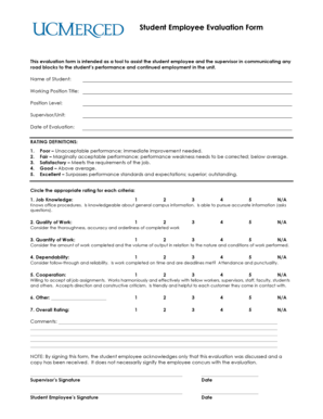 Student Employee Evaluation Form