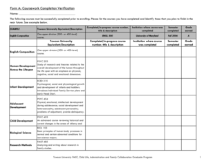 Coursework Completion Verification Form