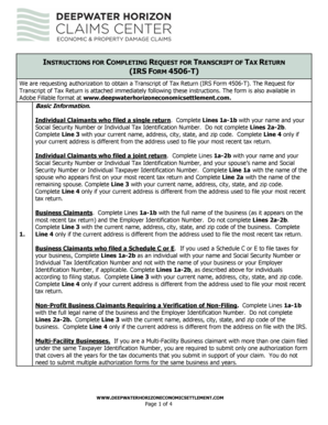 Instructions for IRS Form 4506-T