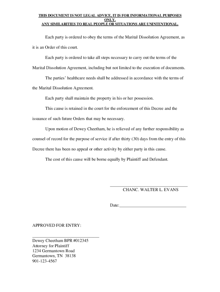 The Smiths' Final Divorce Decree - Ferrell Law Firm Preview on Page 1