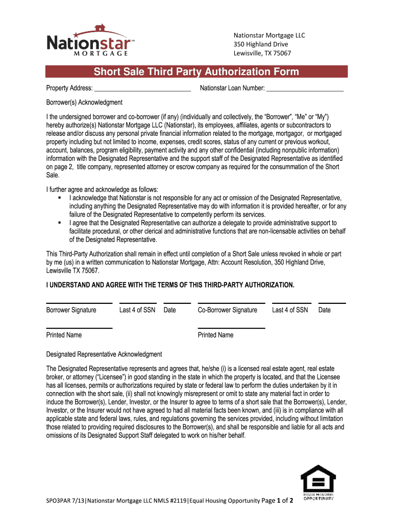 short sale authorization form Preview on Page 1