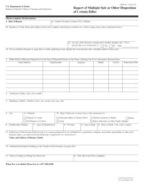 Report of Multiple Sale or Other Disposition of Certain Rifles. Report of Multiple Sale or Other Disposition of Certain Rifles - atf