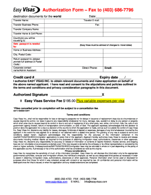 Authorization Form for Visa Application