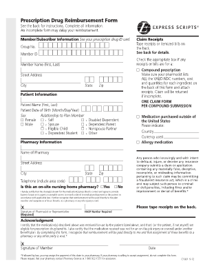 Prescription Drug Reimbursement Form