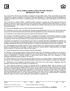 New Mexico Broker Duties Disclosure Form