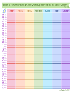 daily hourly schedule template