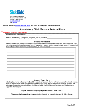 Ambulatory Clinic Referral Form