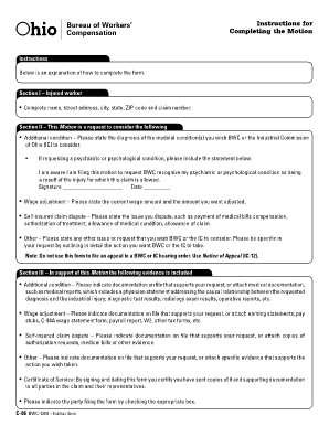 Ohio Motion Form for Injured Workers
