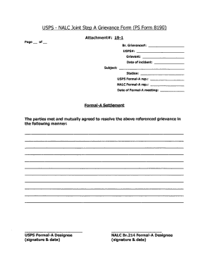 USPS Grievance Resolution Form
