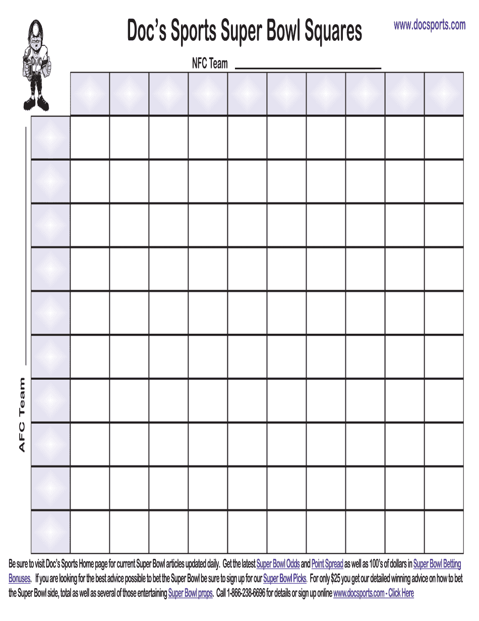 Football Squares Template Form