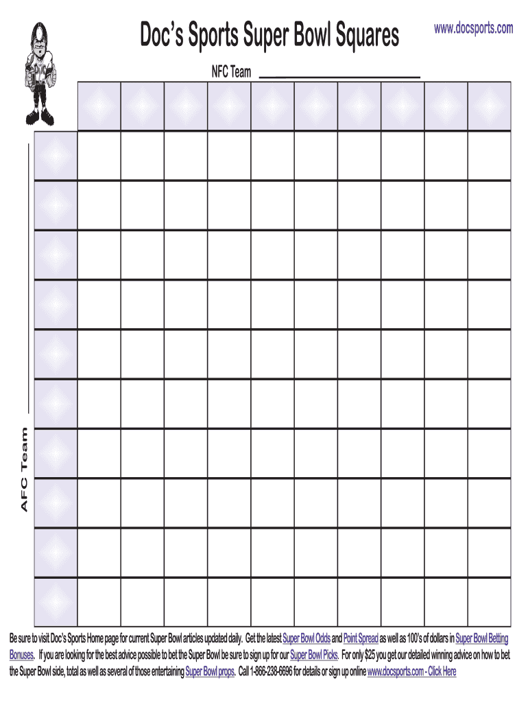 Football Squares Template Fill Online Printable Fillable Blank Pdffiller