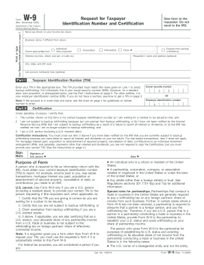 Form W-9 Request for Taxpayer Identification Number and Certification