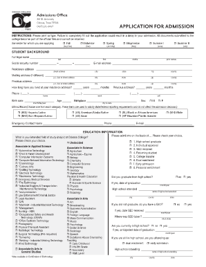 Odessa College Application for Admission