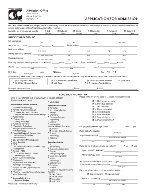 Odessa College Application for Admission