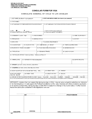 Formulario de Solicitud de Visa de Chile