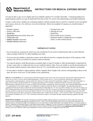 Medical Expense Report for VA Benefits