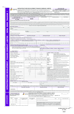 Infrastructure Development Finance Company Bond Application Form