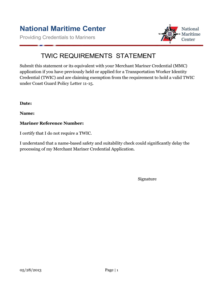National Twic Requirements Fill Online, Printable, Fillable, Blank