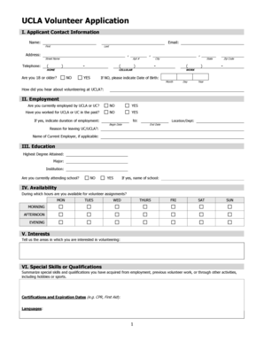 UCLA Volunteer Application Form