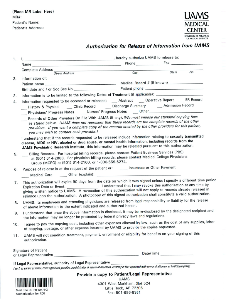 Printable Fillable Hospital Discharge Papers