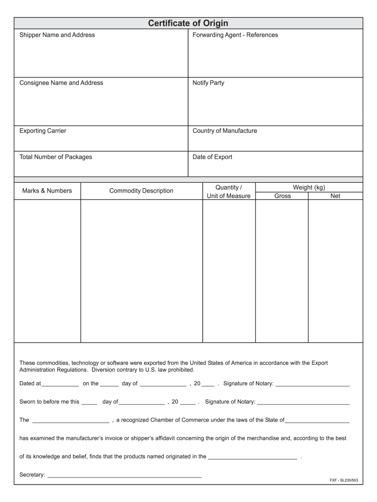 Certificate Of Origin Template Fill Out Sign Online DocHub