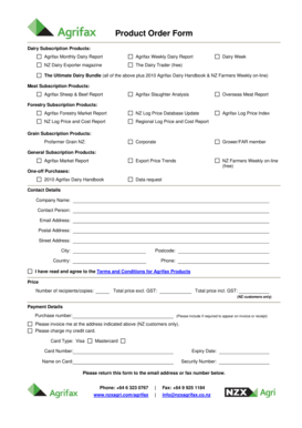 Agrifax Product Order Form