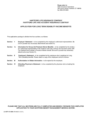Application for Long Term Disability Income Benefits